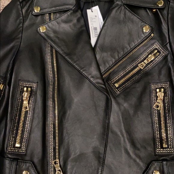 BLACK & GOLD leather Alice & Olivia jacket size XS - Picture 5 of 6